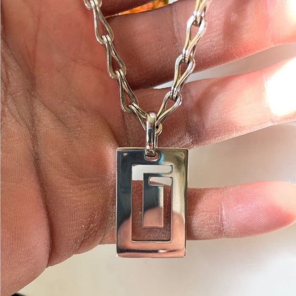 Authentic Gucci 5.5 mm wide vintage sterling silver chain +pendant unisex - Picture 6 of 15